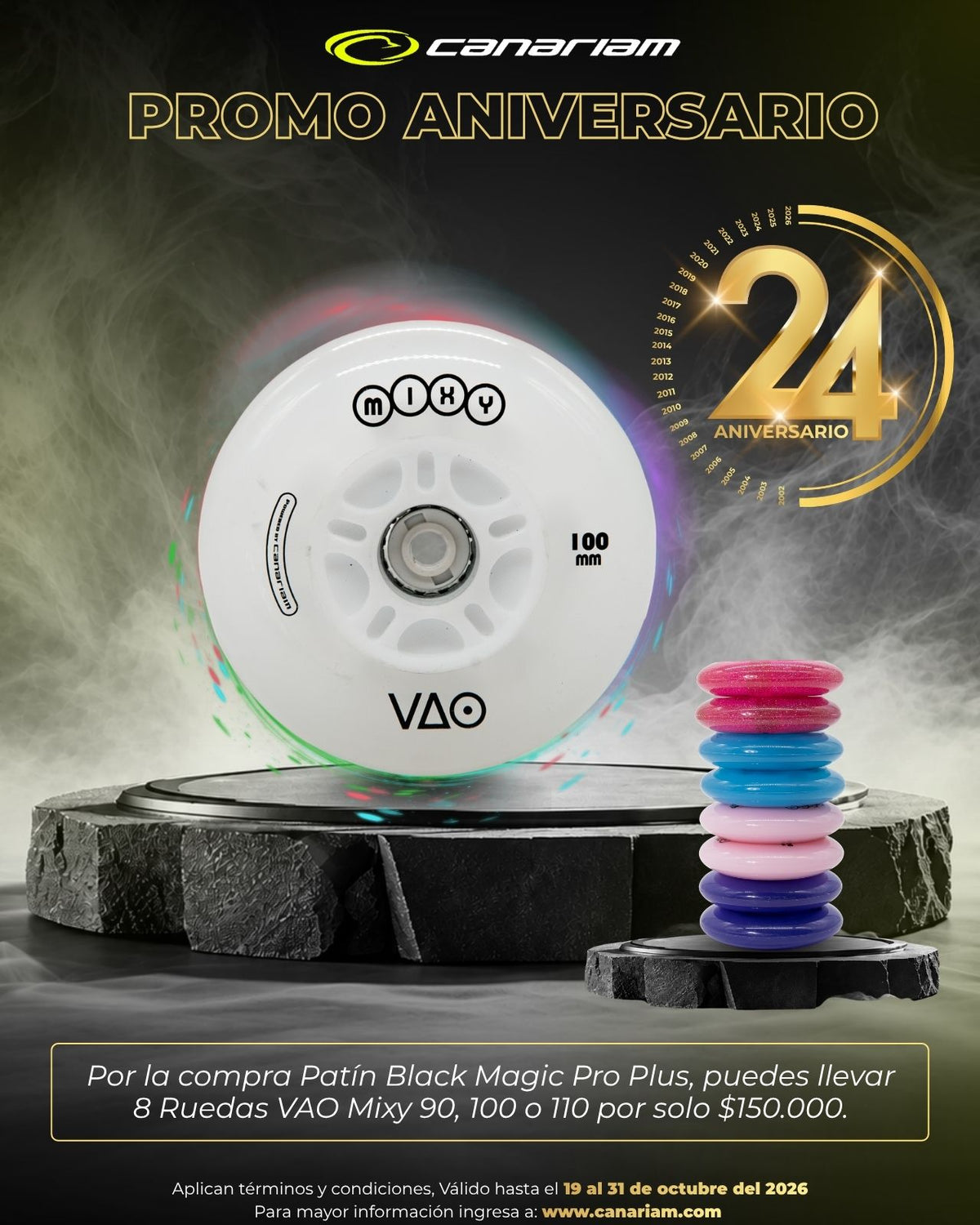 Promo: Por la compra de un Black Magic Pro Plus lleva 8 Ruedas VAO MIXY 90/100/110mm por solo $150.000
