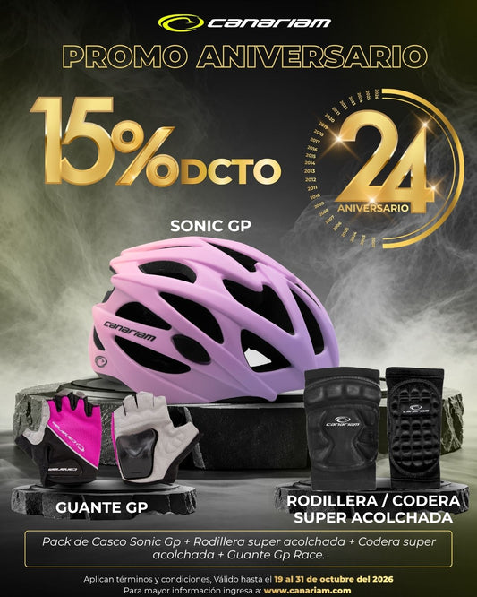 Promo 15% Off: Casco Sonic GP + Guante GP + Rodillera/Codera Super acolchada