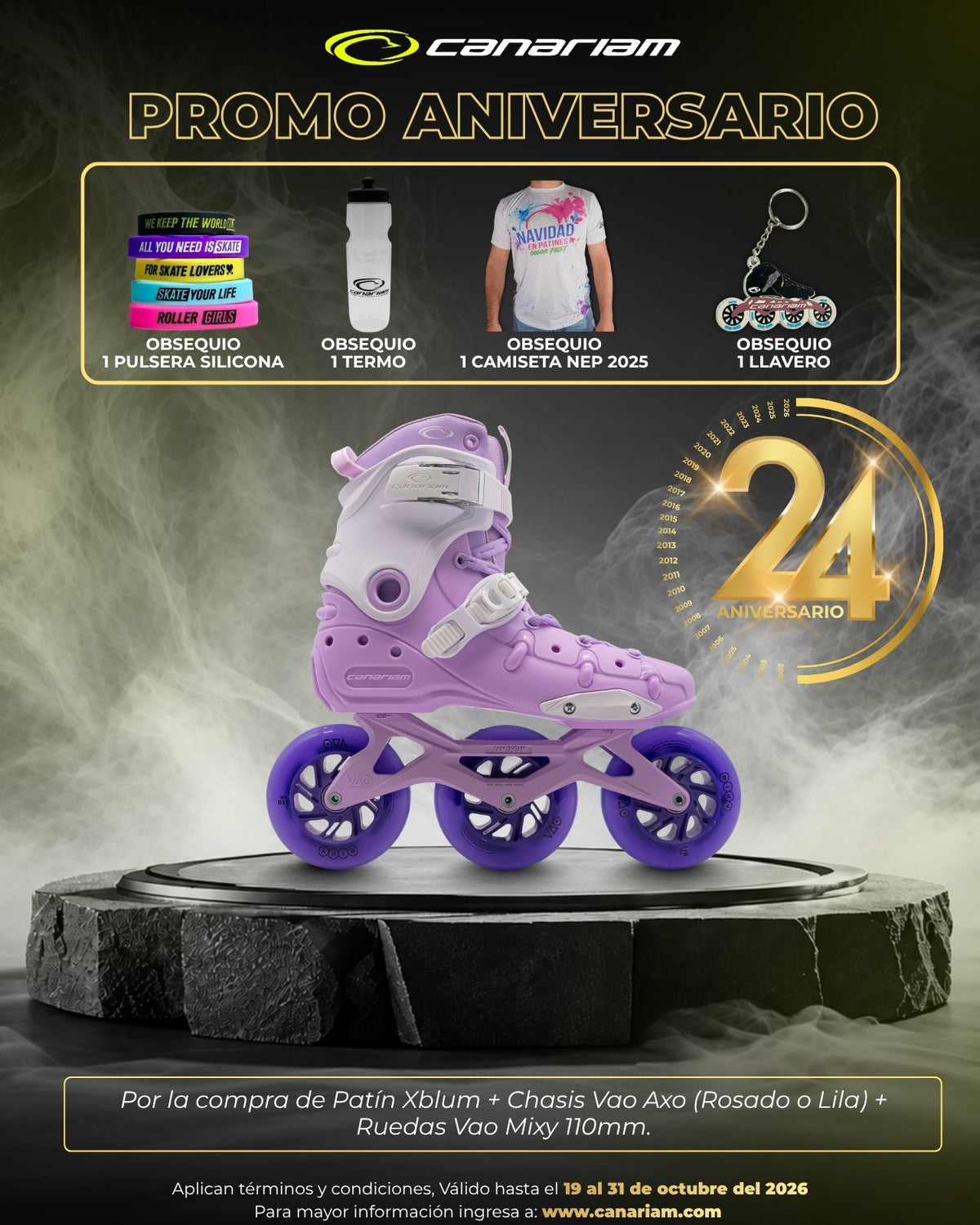 Promo: Por la compra de Patin Xblum VAO AXO (Rosado o Lila) + Ruedas VAO Mixy 3x110mm lleva obsequios